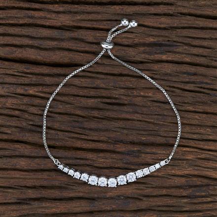 Cz Adjustable Bracelet With Rhodium Plating