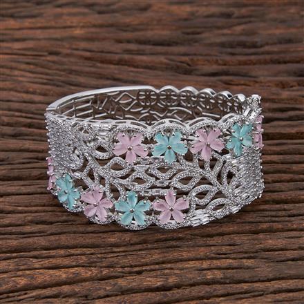 Cz Broad Kada With Rhodium Plating