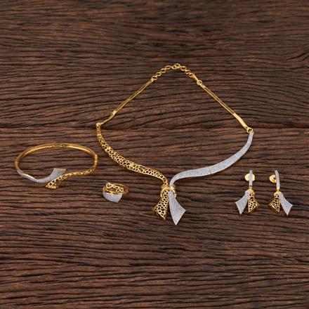 Cz Combo Necklace Sets With 2 Tone Plating