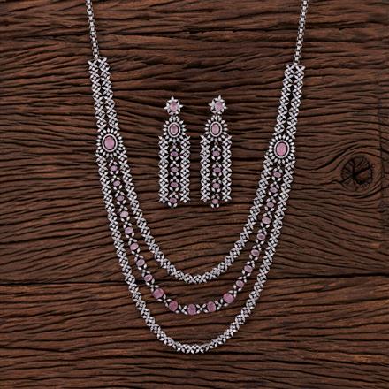 Cz Long Necklace With Black Plating