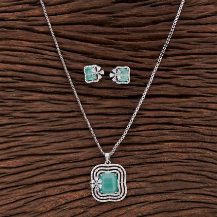 Cz Classic Pendant Set With Rhodium Plating