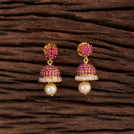 Cz South Indian Earring With Gold Plating