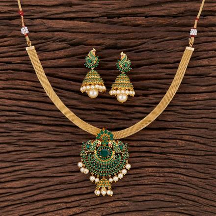 Cz Peacock Pendant Set With Gold Plating