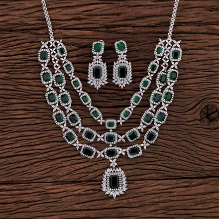 Cz Classic Necklace With Rhodium Plating