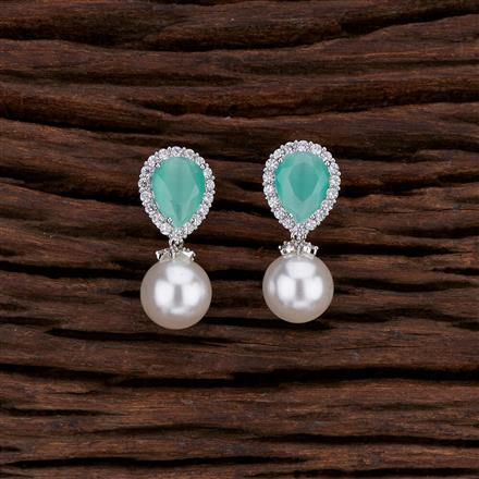 Cz Short Earring With Rhodium Plating