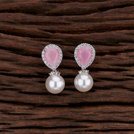 Cz Short Earring With Rhodium Plating