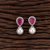 Cz Short Earring With Rhodium Plating