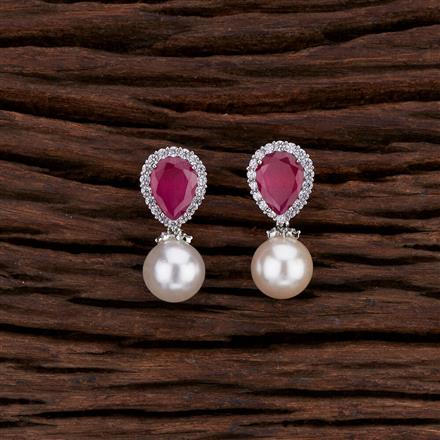Cz Short Earring With Rhodium Plating