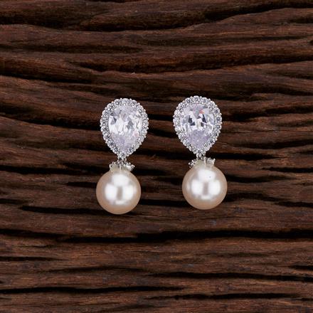 Cz Short Earring With Rhodium Plating