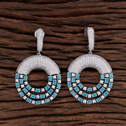 Cz Classic Earring With Rhodium Plating