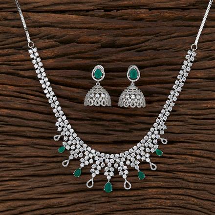 Cz Classic Necklace With Rhodium Plating