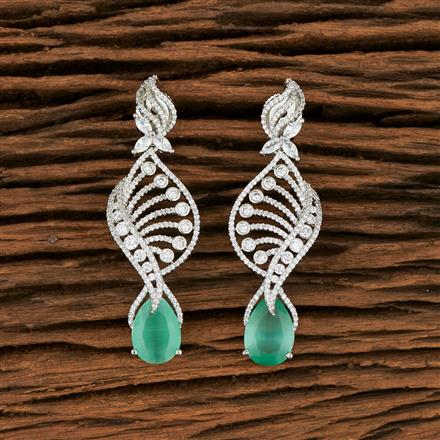 Cz Classic Earring With Rhodium Plating