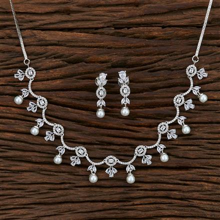 Cz Classic Necklace With Rhodium Plating