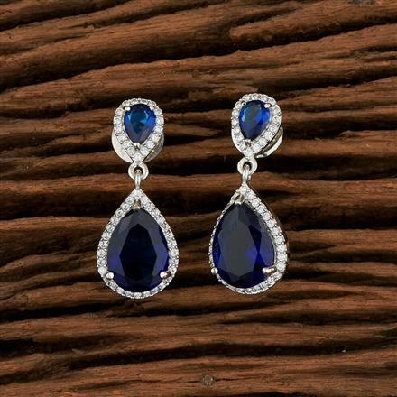 Cz Short Earring With Rhodium Plating