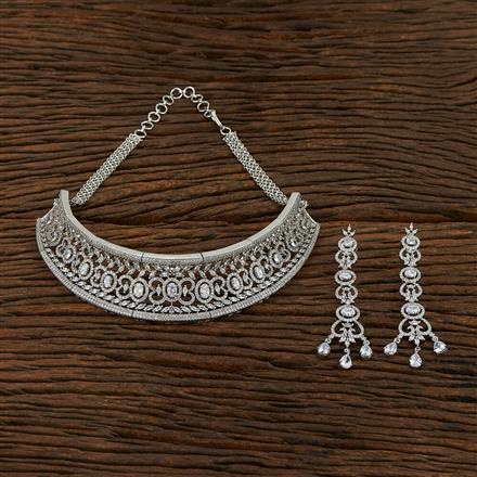 Cz Choker Necklace With Rhodium Plating