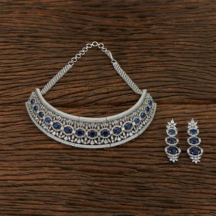 Cz Choker Necklace With Rhodium Plating