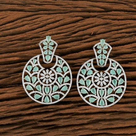 Cz Classic Earring With Rhodium Plating