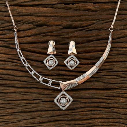 Cz Stiff Necklace With Rose Gold Plating