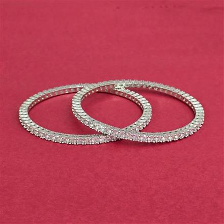 Cubic Zirconia Classic Bangles With Rhodium Plating
