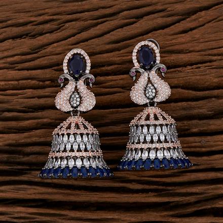Cz Jhumkis With Black Rose Plating
