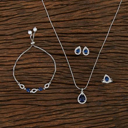 Cz Combo Pendant Sets With Rhodium Plating