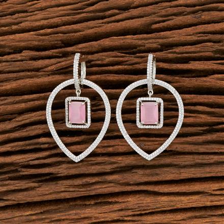 Cz Classic Earring With Rhodium Plating