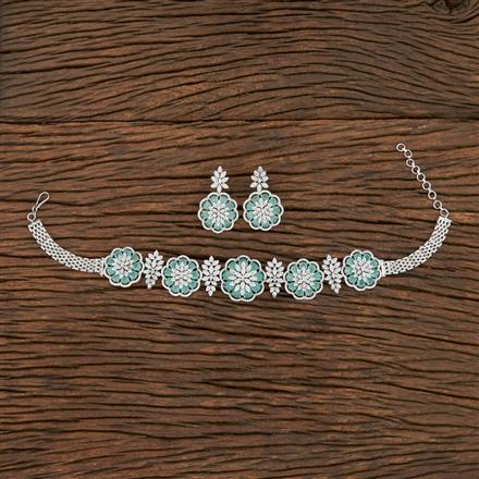 Cz Choker Necklace With Rhodium Plating