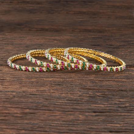 Cz South Indian Bangles With Gold Plating