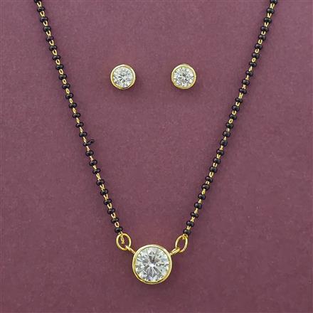 American Diamond Solitaire Mangalsutra With Gold Plating Rhodium Plating