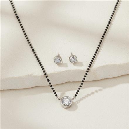 Cz Solitaire Mangalsutra With Rhodium Plating