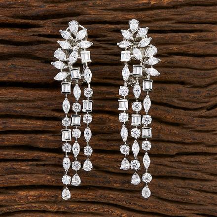 Cz Classic Earring With Rhodium Plating