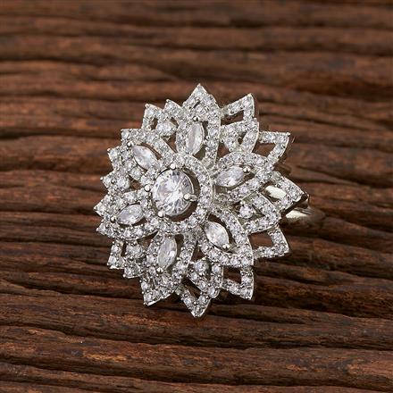 Cz Classic Ring With Rhodium Plating