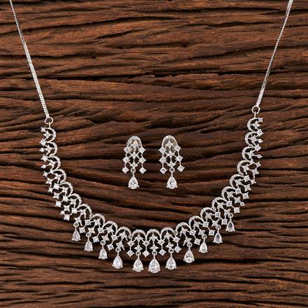 Cz Classic Necklace With Rhodium Plating