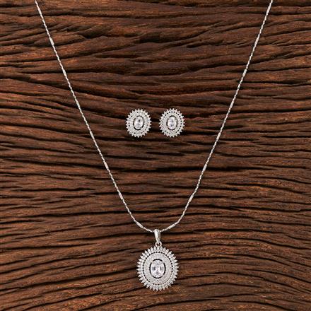 Cz Classic Pendant Set With Rhodium Plating