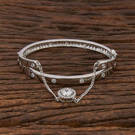 Cz Fusion Kada With Rhodium Plating