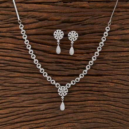 Cz Classic Necklace With Rhodium Plating