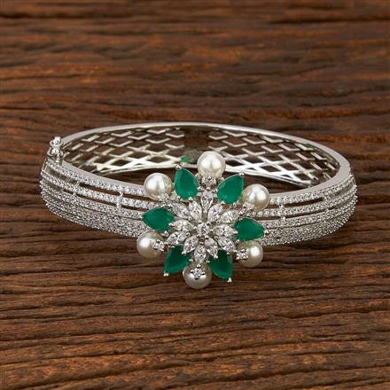 Cz Classic Kada With Rhodium Plating