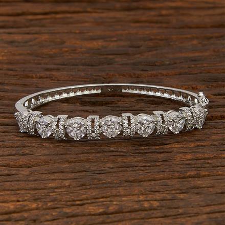 Cz Delicate Kada With Rhodium Plating