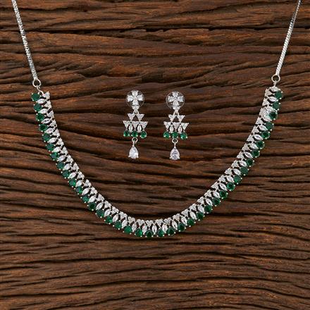 Cz Classic Necklace With Rhodium Plating