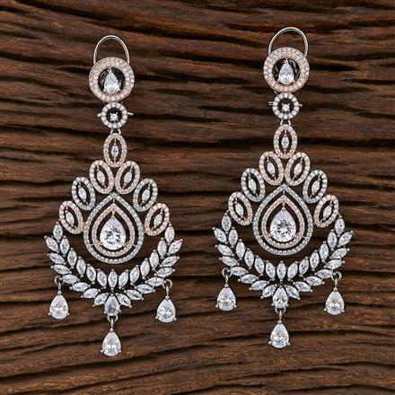 Cz Long Earring With Black Rose Plating