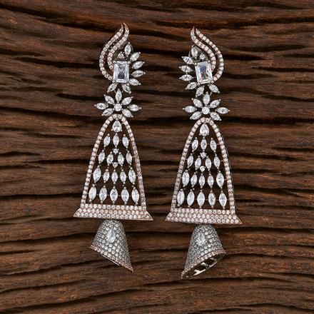 Cz Long Earring With Black Rose Plating