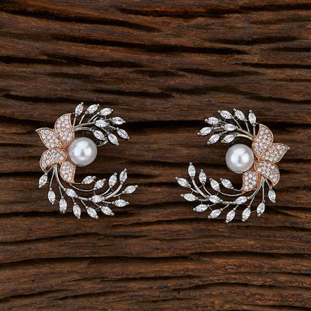 Cz Chand Earring With Black Rose Plating