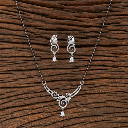 Cz Peacock Mangalsutra With Rhodium Plating