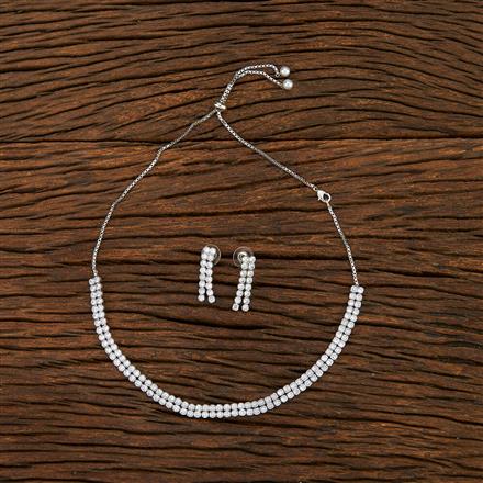 Cz Delicate Necklace With Rhodium Plating