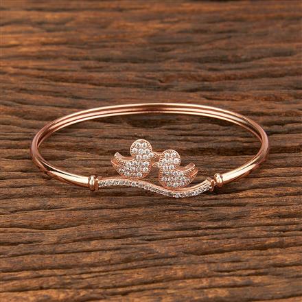 Cz Delicate Kada With Rose Gold Plating