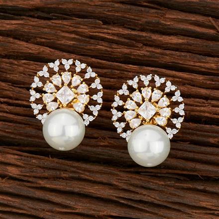 Cz Short Earring With 2 Tone Plating