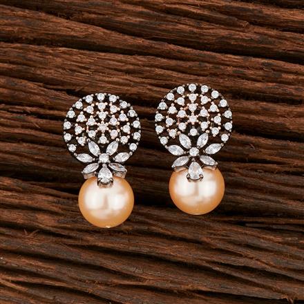 Cz Short Earring With Black Rose Plating