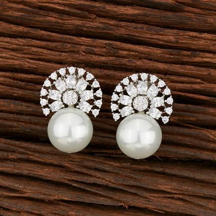 Cz Short Earring With Rhodium Plating