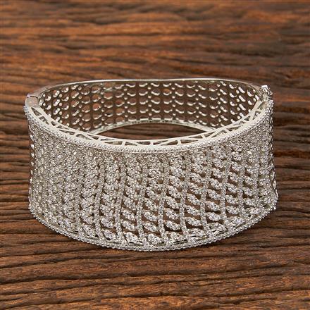 Cz Broad Kada With Rhodium Plating