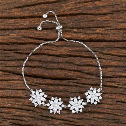 Cz Adjustable Bracelet With Rhodium Plating